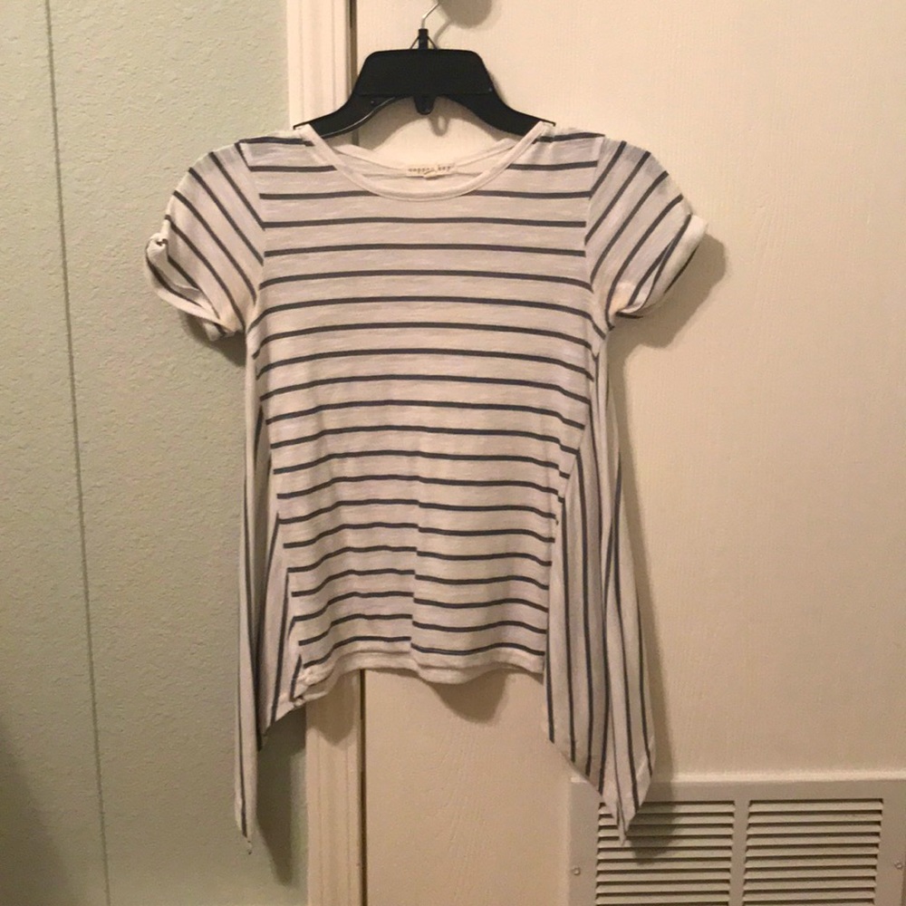 A grey and white stripes top
